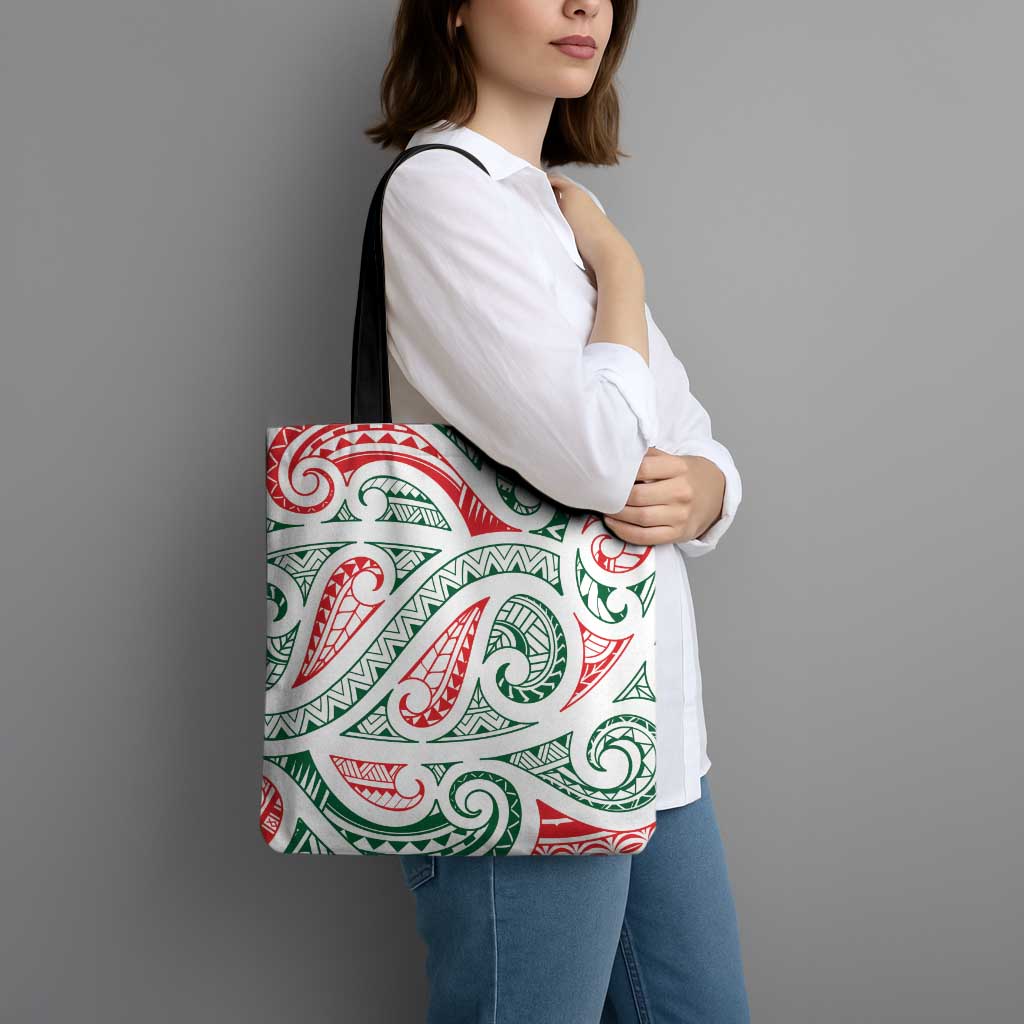 New Zealand Kowhaiwhai Christmas Tote Bag Traditional Maori Koru Pattern - Polynesian Pride