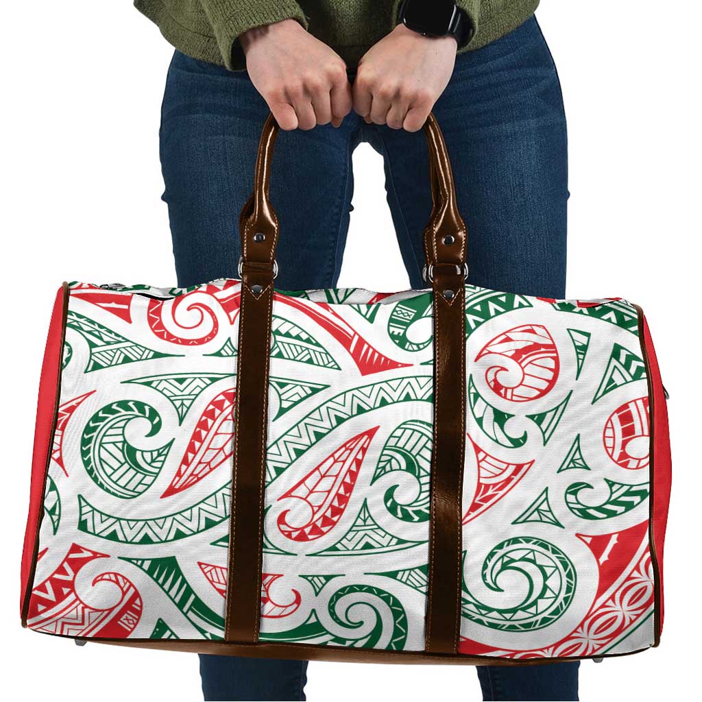 New Zealand Kowhaiwhai Christmas Travel Bag Traditional Maori Koru Pattern - Polynesian Pride