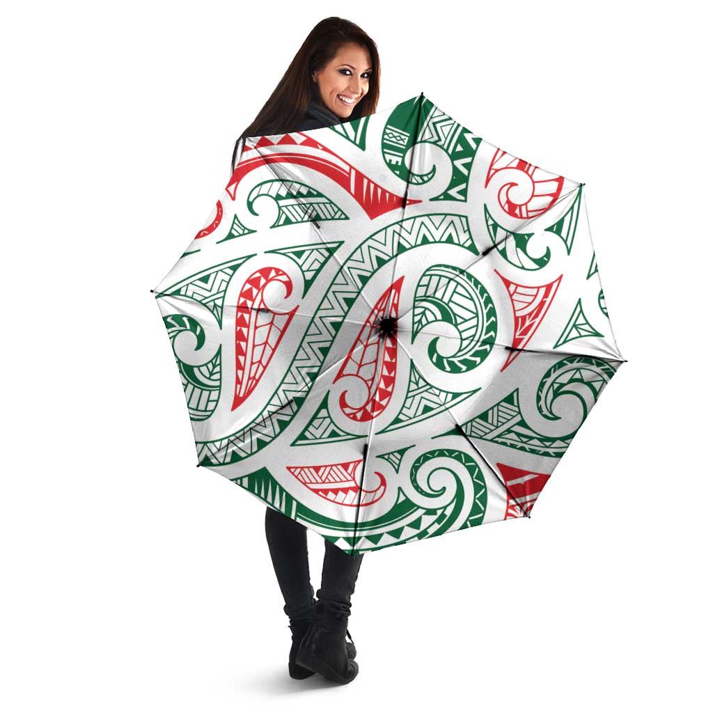 New Zealand Kowhaiwhai Christmas Umbrella Traditional Maori Koru Pattern - Polynesian Pride