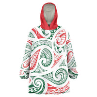 New Zealand Kowhaiwhai Christmas Wearable Blanket Hoodie Traditional Maori Koru Pattern - Polynesian Pride