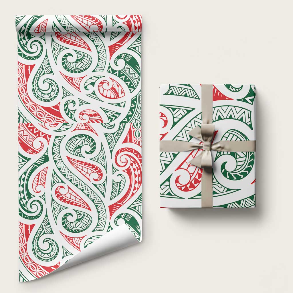 New Zealand Kowhaiwhai Christmas Wrapping Paper Traditional Maori Koru Pattern - Polynesian Pride