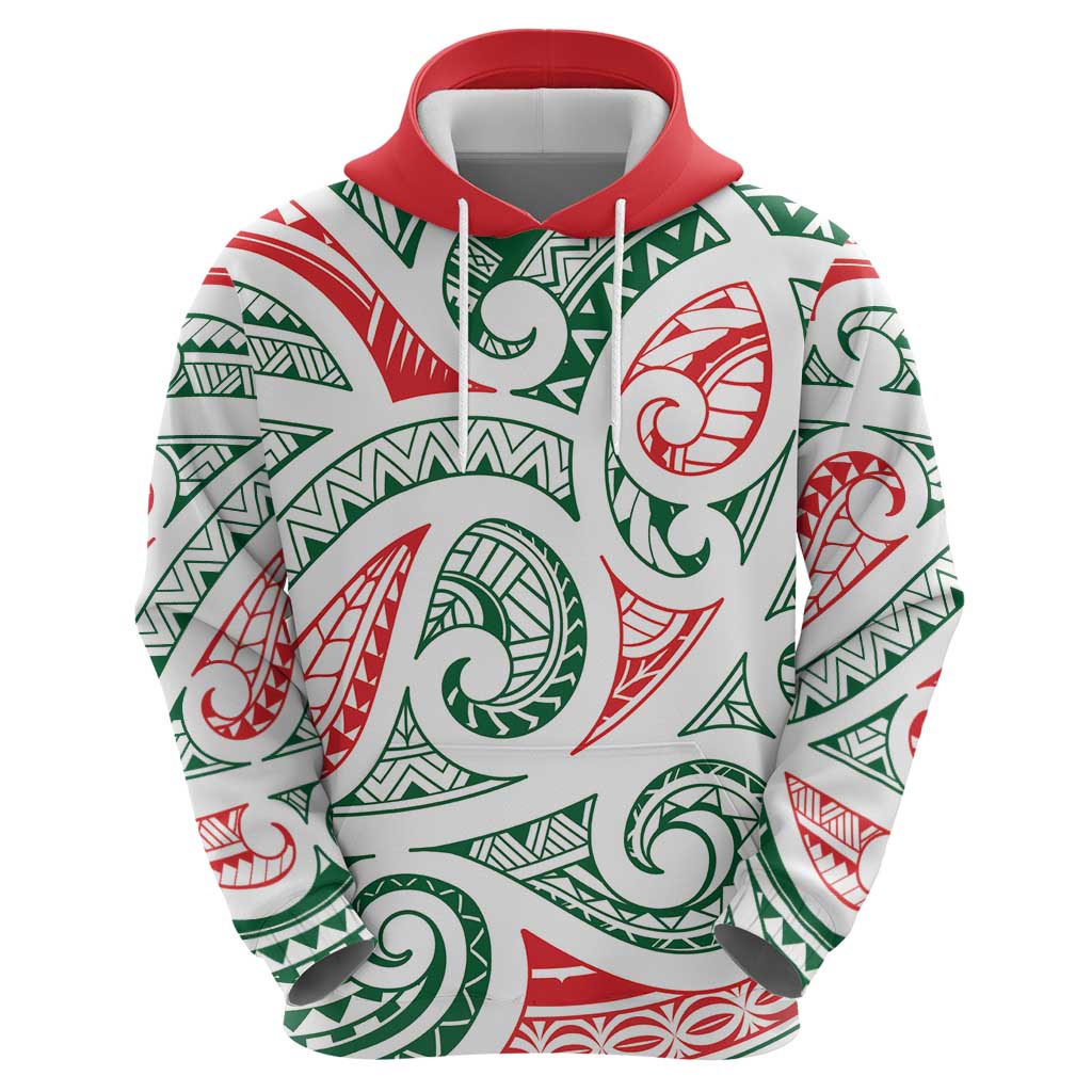 New Zealand Kowhaiwhai Christmas Zip Hoodie Traditional Maori Koru Pattern - Polynesian Pride