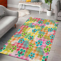 Hawaiian Palaka Area Rug Hibiscus Palm Leaf Pattern - Polynesian Pride