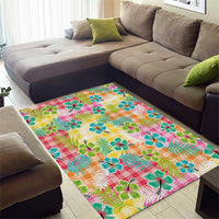 Hawaiian Palaka Area Rug Hibiscus Palm Leaf Pattern - Polynesian Pride
