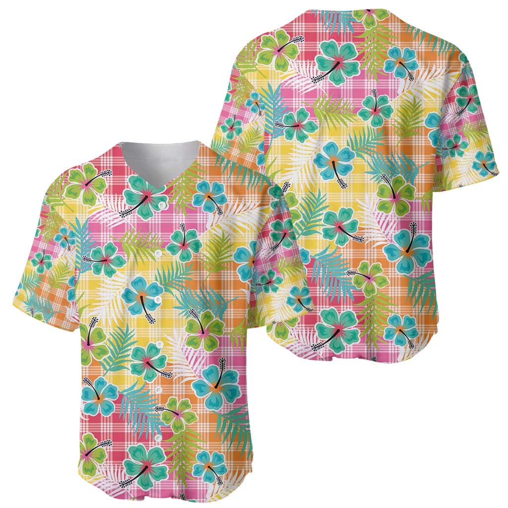 Hawaiian Palaka Baseball Jersey Hibiscus Palm Leaf Pattern - Polynesian Pride