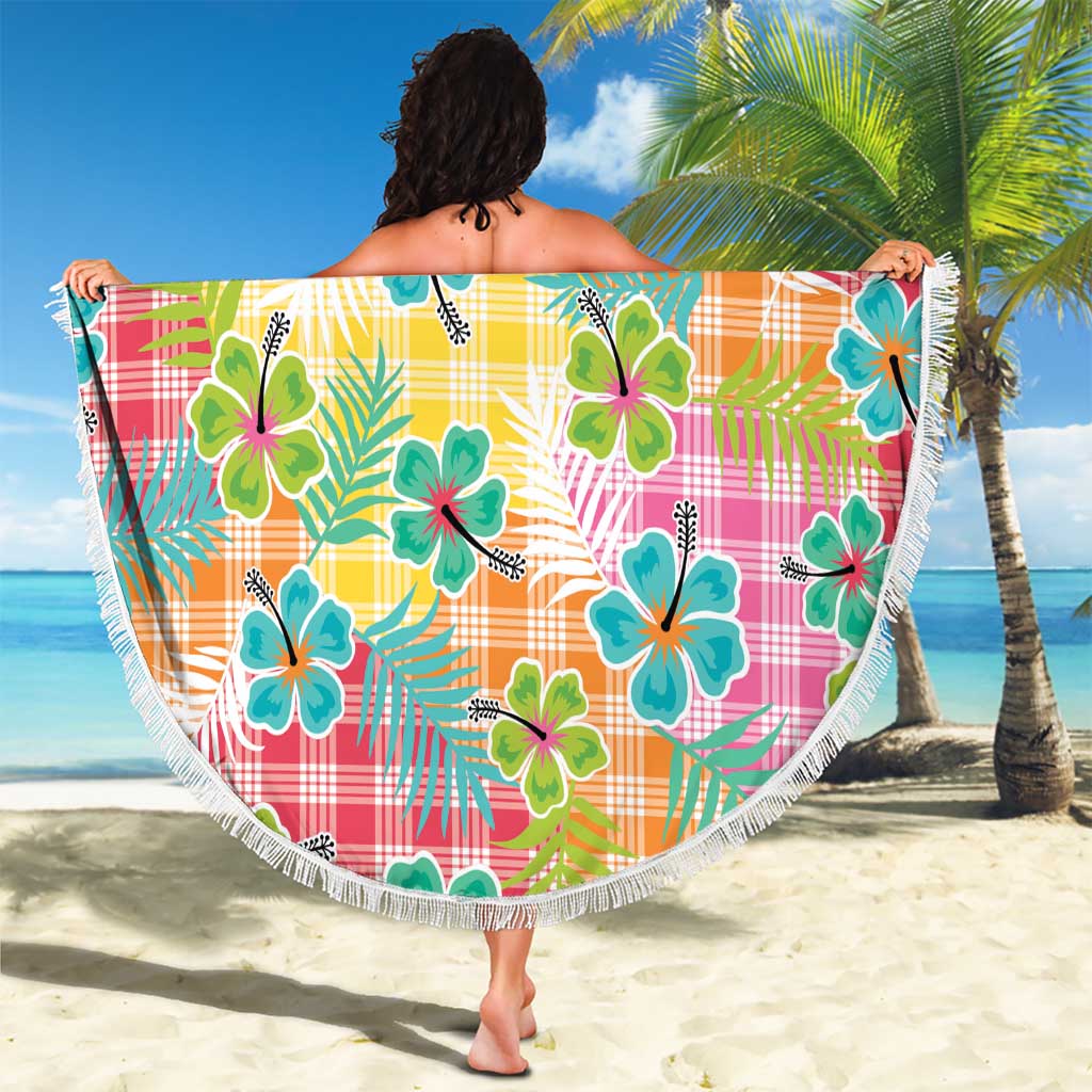 Hawaiian Palaka Beach Blanket Hibiscus Palm Leaf Pattern - Polynesian Pride