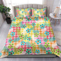Hawaiian Palaka Bedding Set Hibiscus Palm Leaf Pattern - Polynesian Pride