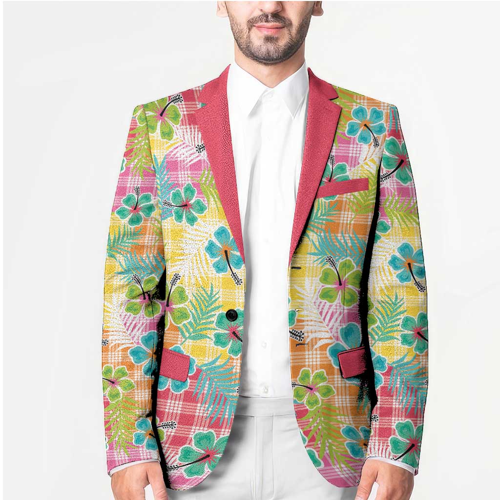 Hawaiian Palaka Blazer Hibiscus Palm Leaf Pattern LT9 - Polynesian Pride