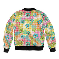 Hawaiian Palaka Bomber Jacket Hibiscus Palm Leaf Pattern LT9 - Polynesian Pride
