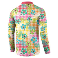 Hawaiian Palaka Button Sweatshirt Hibiscus Palm Leaf Pattern LT9 - Polynesian Pride