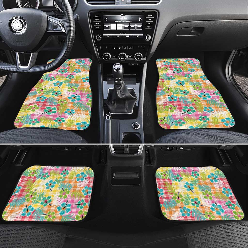 Hawaiian Palaka Car Mats Hibiscus Palm Leaf Pattern - Polynesian Pride