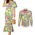 Hawaiian Palaka Couples Matching Mermaid Dress and Long Sleeve Button Shirt Hibiscus Palm Leaf Pattern - Polynesian Pride