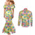 Hawaiian Palaka Couples Matching Mermaid Dress and Long Sleeve Button Shirt Hibiscus Palm Leaf Pattern - Polynesian Pride