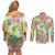 Hawaiian Palaka Couples Matching Off Shoulder Short Dress and Long Sleeve Button Shirt Hibiscus Palm Leaf Pattern - Polynesian Pride