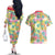Hawaiian Palaka Couples Matching Off The Shoulder Long Sleeve Dress and Hawaiian Shirt Hibiscus Palm Leaf Pattern - Polynesian Pride