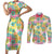 Hawaiian Palaka Couples Matching Short Sleeve Bodycon Dress and Long Sleeve Button Shirt Hibiscus Palm Leaf Pattern - Polynesian Pride