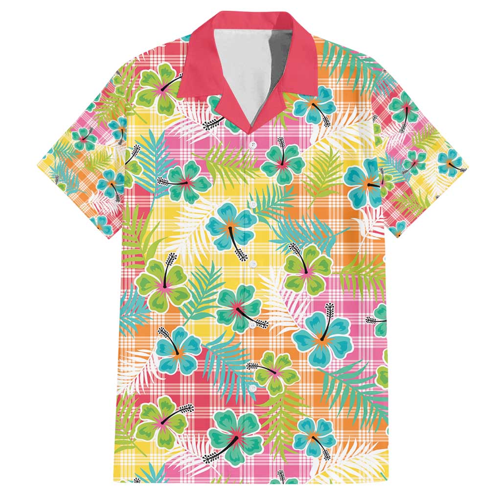 Hawaiian Palaka Family Matching Puletasi and Hawaiian Shirt Hibiscus Palm Leaf Pattern - Polynesian Pride