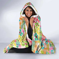 Hawaiian Palaka Hooded Blanket Hibiscus Palm Leaf Pattern - Polynesian Pride
