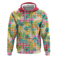 Hawaiian Palaka Hoodie Hibiscus Palm Leaf Pattern - Polynesian Pride