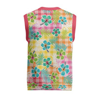 Hawaiian Palaka Christmas Knitted V-Neck Vest Hibiscus Palm Leaf Pattern LT9 - Polynesian Pride