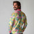 Hawaiian Palaka Long Sleeve Polo Shirt Hibiscus Palm Leaf Pattern - Polynesian Pride