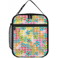 Hawaiian Palaka Lunch Bag Hibiscus Palm Leaf Pattern LT9 10.2 × 8.3 × 4.3 inch Yellow - Polynesian Pride