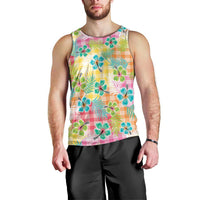 Hawaiian Palaka Men Tank Top Hibiscus Palm Leaf Pattern - Polynesian Pride