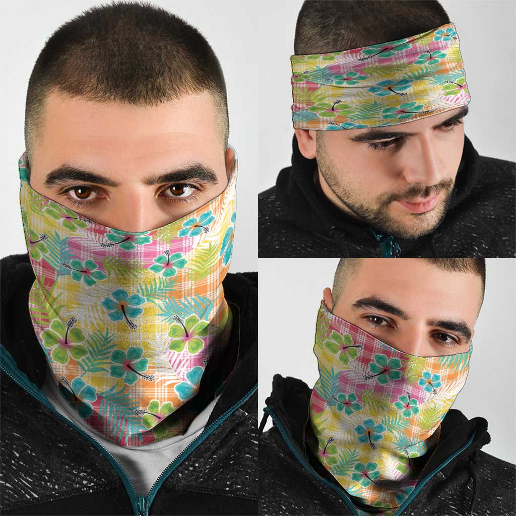 Hawaiian Palaka Neck Gaiter Hibiscus Palm Leaf Pattern - Polynesian Pride