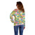 Hawaiian Palaka Off Shoulder Sweater Hibiscus Palm Leaf Pattern - Polynesian Pride