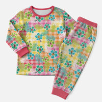 Hawaiian Palaka Christmas Pajama Set Hibiscus Palm Leaf Pattern LT9 Men Yellow - Polynesian Pride