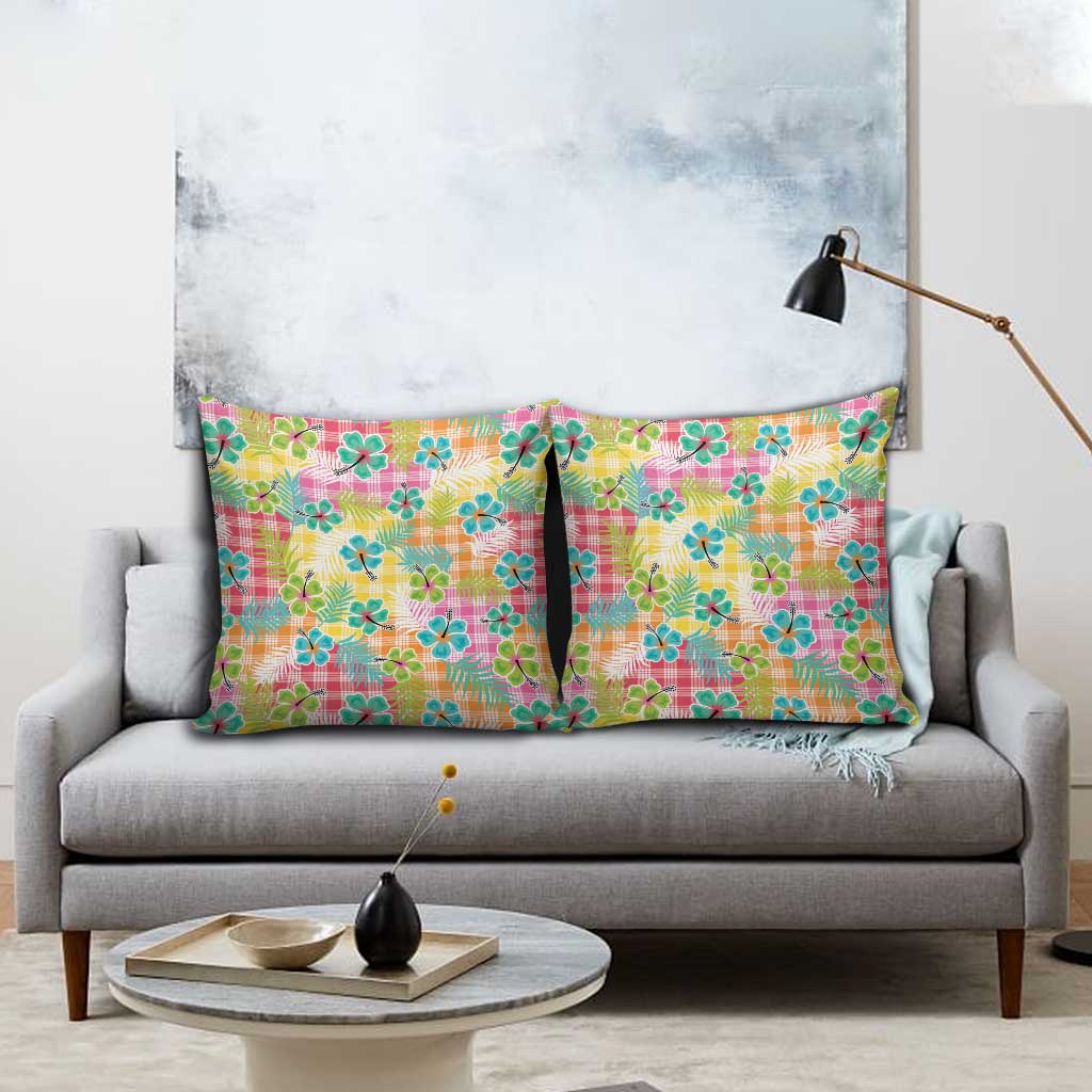 Hawaiian Palaka Pillow Cover Hibiscus Palm Leaf Pattern LT9 - Polynesian Pride
