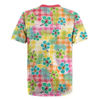 Hawaiian Palaka Rugby Jersey Hibiscus Palm Leaf Pattern - Polynesian Pride