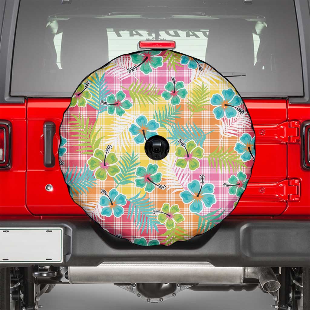 Hawaiian Palaka Spare Tire Cover Hibiscus Palm Leaf Pattern - Polynesian Pride