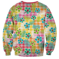 Hawaiian Palaka Sweatshirt Hibiscus Palm Leaf Pattern LT9 - Polynesian Pride