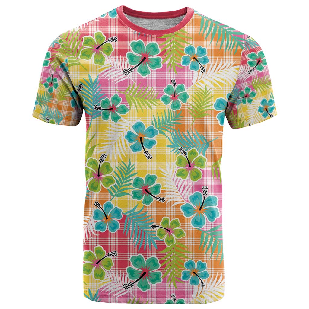 Hawaiian Palaka T Shirt Hibiscus Palm Leaf Pattern - Polynesian Pride