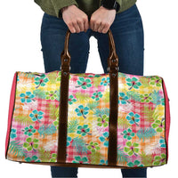 Hawaiian Palaka Travel Bag Hibiscus Palm Leaf Pattern LT9 Yellow - Polynesian Pride