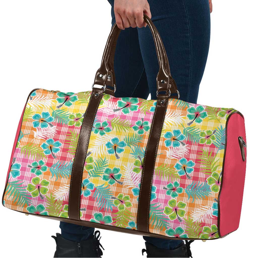 Hawaiian Palaka Travel Bag Hibiscus Palm Leaf Pattern LT9 - Polynesian Pride