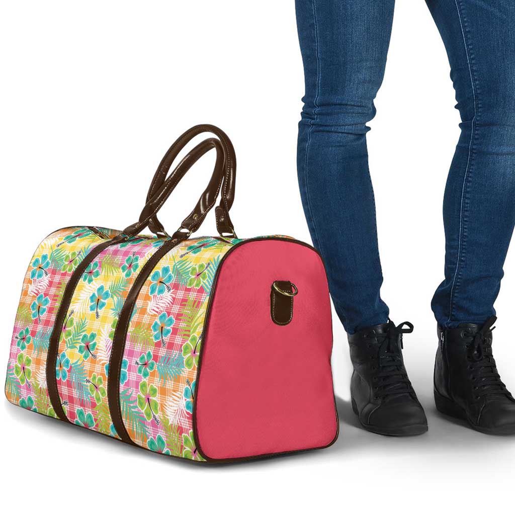 Hawaiian Palaka Travel Bag Hibiscus Palm Leaf Pattern LT9 - Polynesian Pride