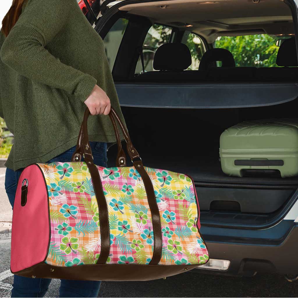 Hawaiian Palaka Travel Bag Hibiscus Palm Leaf Pattern LT9 - Polynesian Pride