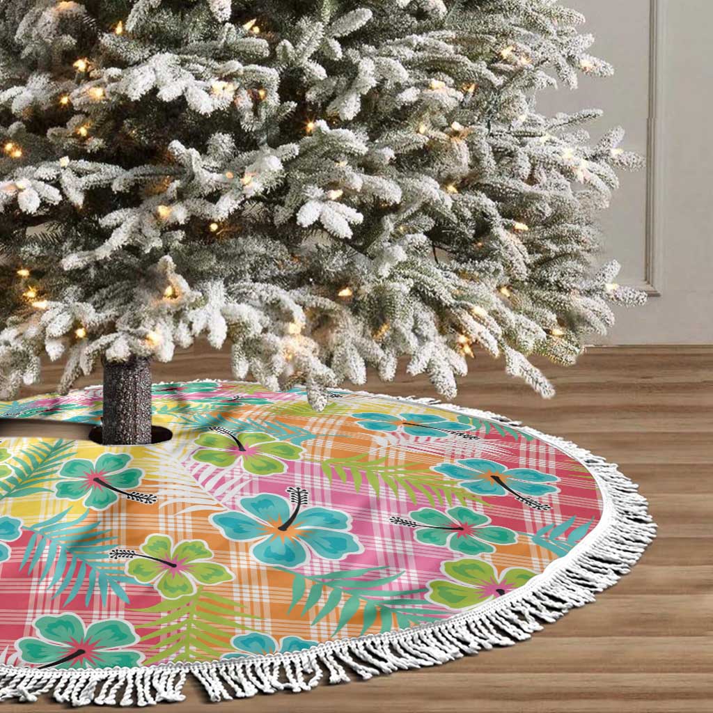 Hawaiian Palaka Tree Skirt Hibiscus Palm Leaf Pattern LT9 - Polynesian Pride