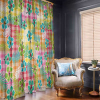 Hawaiian Palaka Window Curtain Hibiscus Palm Leaf Pattern LT9 - Polynesian Pride