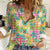 Hawaiian Palaka Women Casual Shirt Hibiscus Palm Leaf Pattern - Polynesian Pride