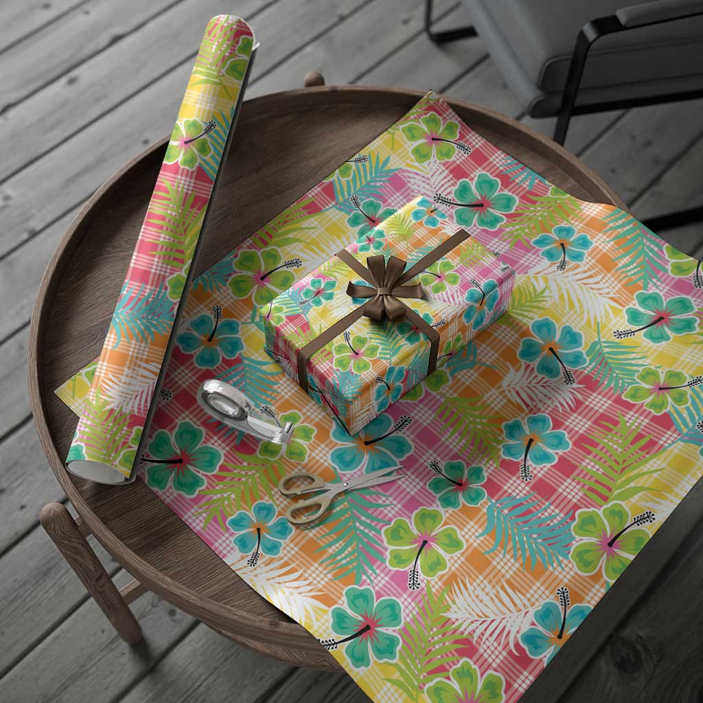 Hawaiian Palaka Wrapping Paper Hibiscus Palm Leaf Pattern - Polynesian Pride
