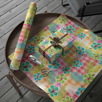 Hawaiian Palaka Wrapping Paper Hibiscus Palm Leaf Pattern - Polynesian Pride