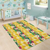 Hawaiian Palaka Area Rug Hibiscus Pineapple Lei - Polynesian Pride