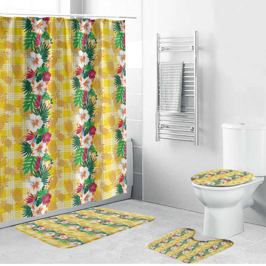 Hawaiian Palaka Bathroom Set Hibiscus Pineapple Lei - Polynesian Pride