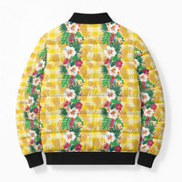 Hawaiian Palaka Bomber Puffer Jacket Hibiscus Pineapple Lei LT9 - Polynesian Pride