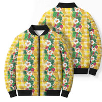Hawaiian Palaka Bomber Puffer Jacket Hibiscus Pineapple Lei LT9 - Polynesian Pride