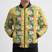 Hawaiian Palaka Bomber Puffer Jacket Hibiscus Pineapple Lei LT9 - Polynesian Pride