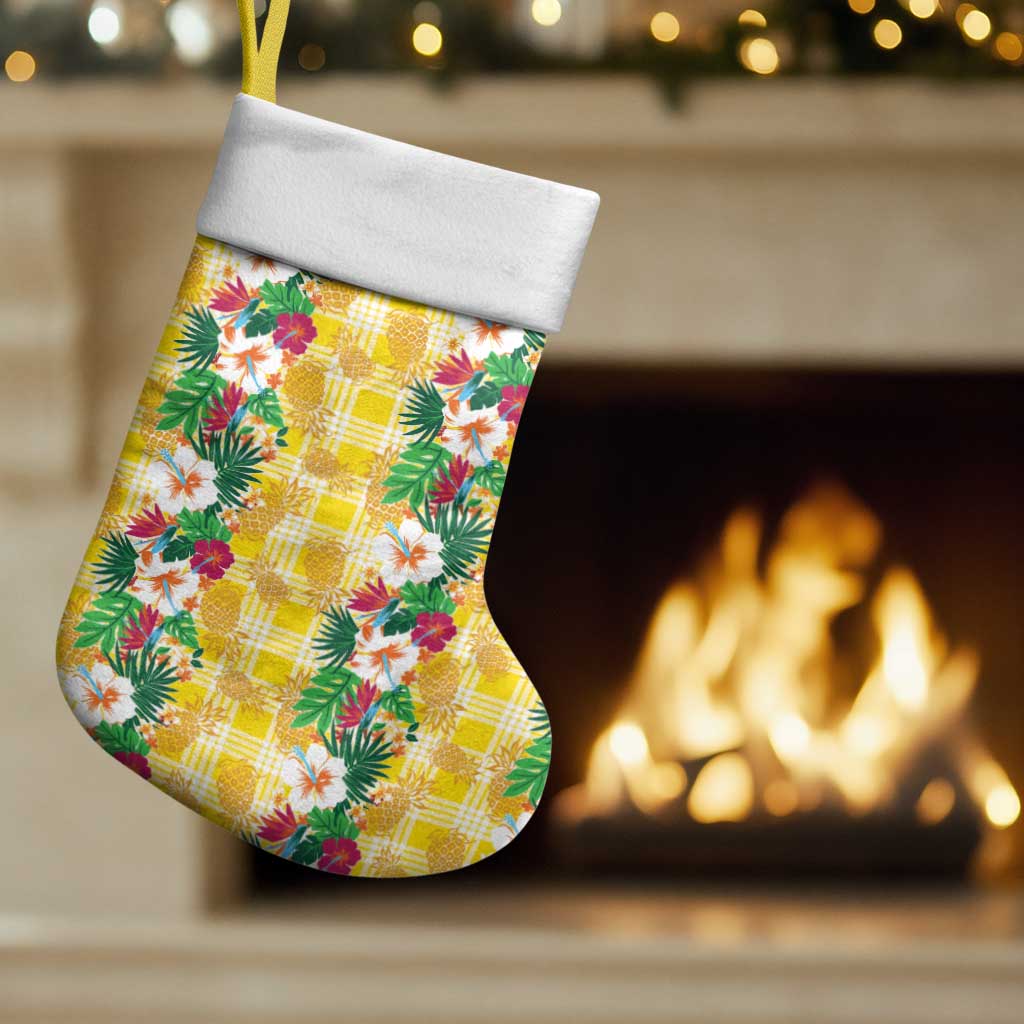 Hawaiian Palaka Christmas Stocking Hibiscus Pineapple Lei - Polynesian Pride